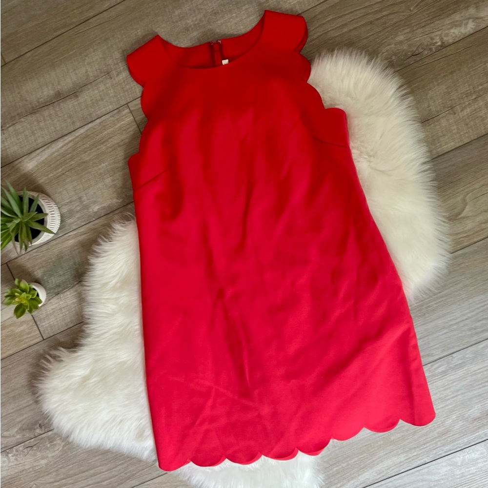 J. CREW | NWT Red Scalloped Hem Dress (12)